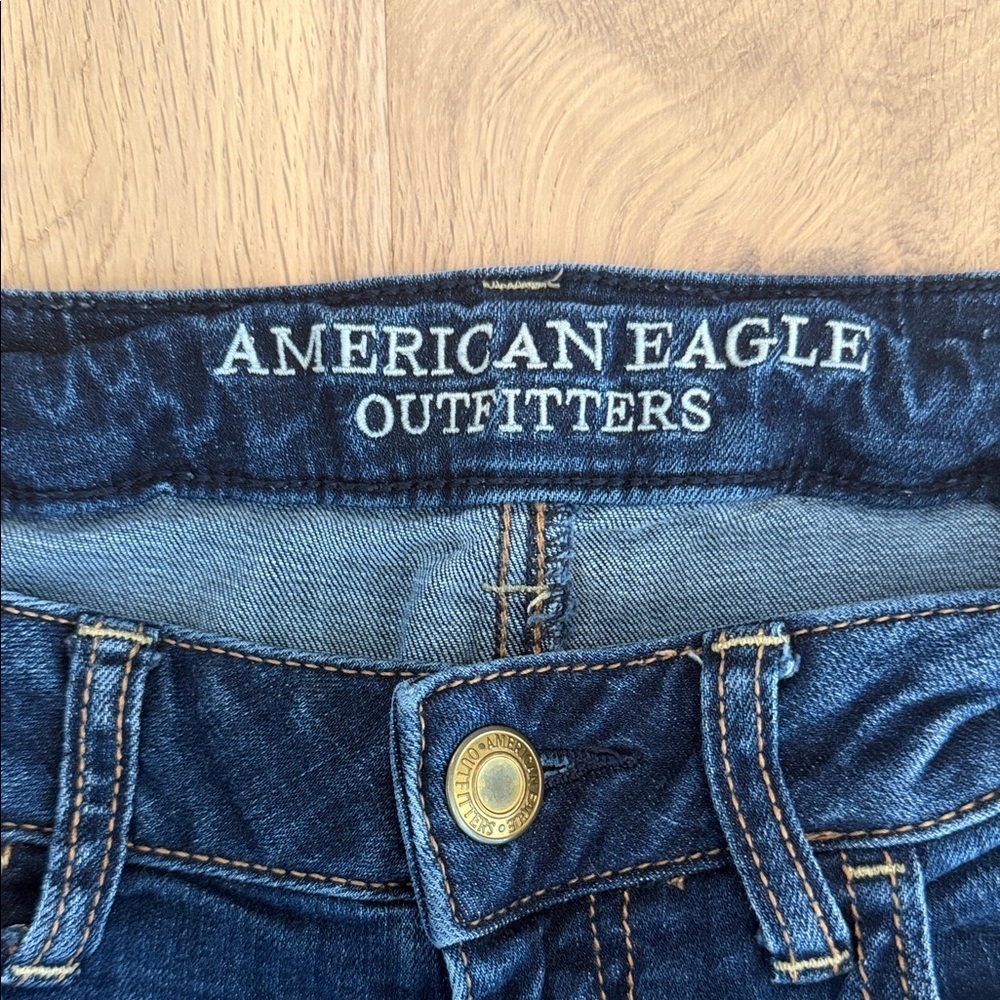 American Eagle Dark Blue Super Stretch Skinny Jeans – Size 6 Short - Picture 2 of 11
